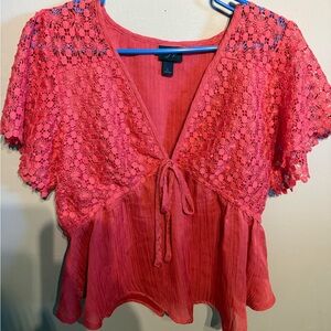 Daytrip Coral Lace Blouse